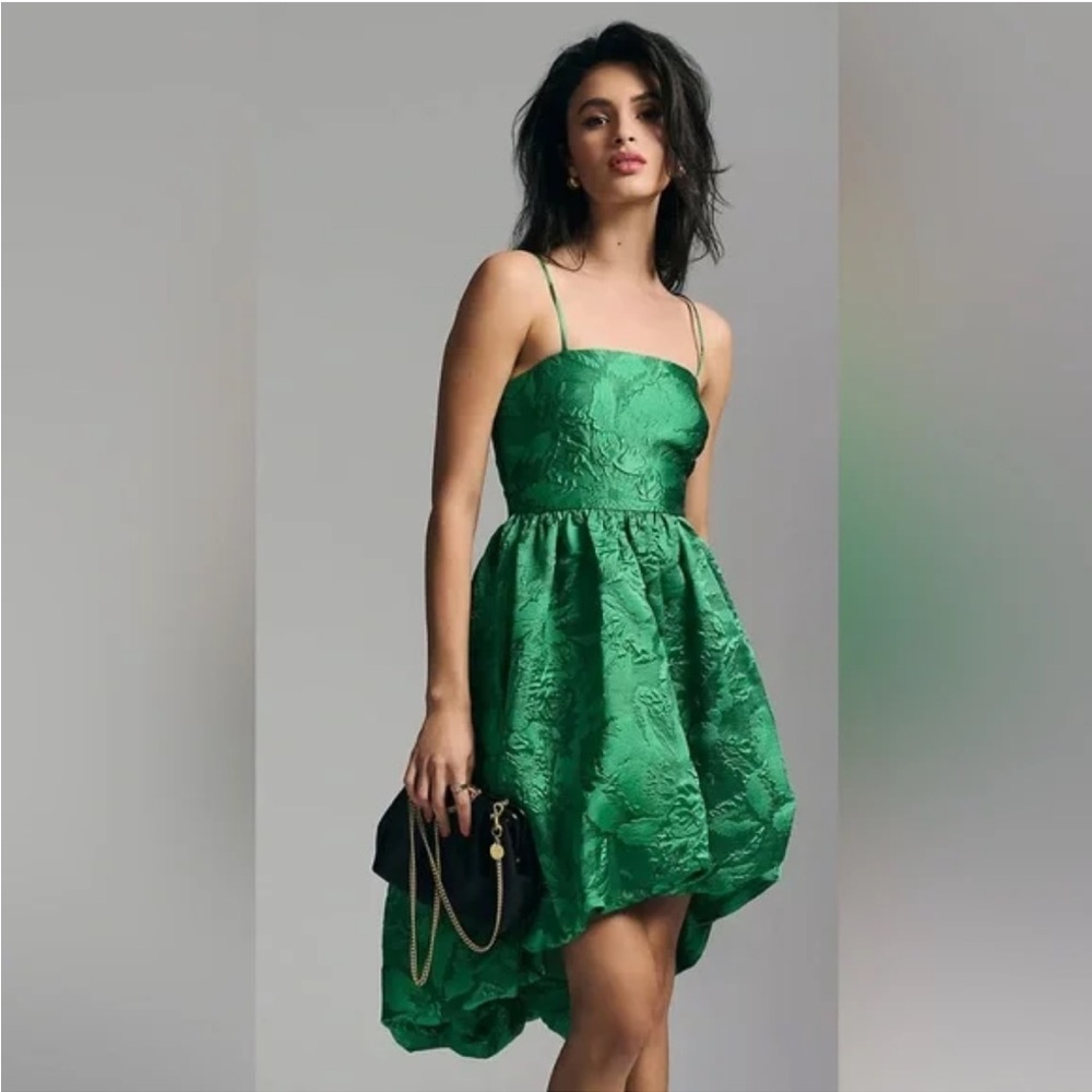Anthropologie Emerald Bubble Hem Dress